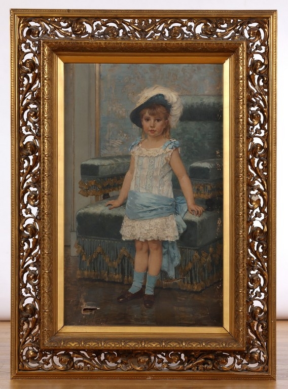 Artwork by Jan Verhas, Petite fille à la plume blanche, Made of Oil on canvas