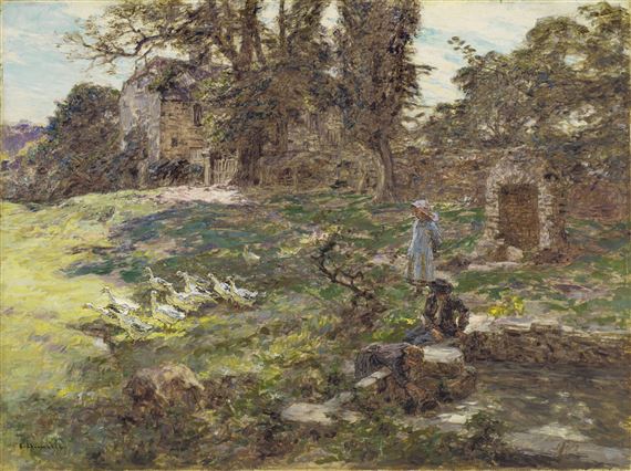 Le champ aux oies by Léon-Augustin L'Hermitte, Painted in 1897