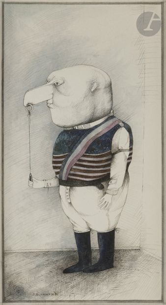 Artwork by Denis Pouppeville, Genre chasse-d’eau, Made of Ink and watercolor