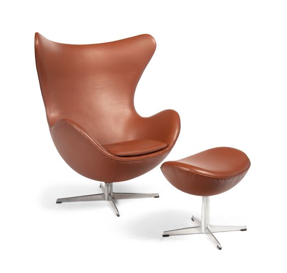 Arne Jacobsen Egg Chair And Ottoman, Leather Egg Chair And Ottoman
