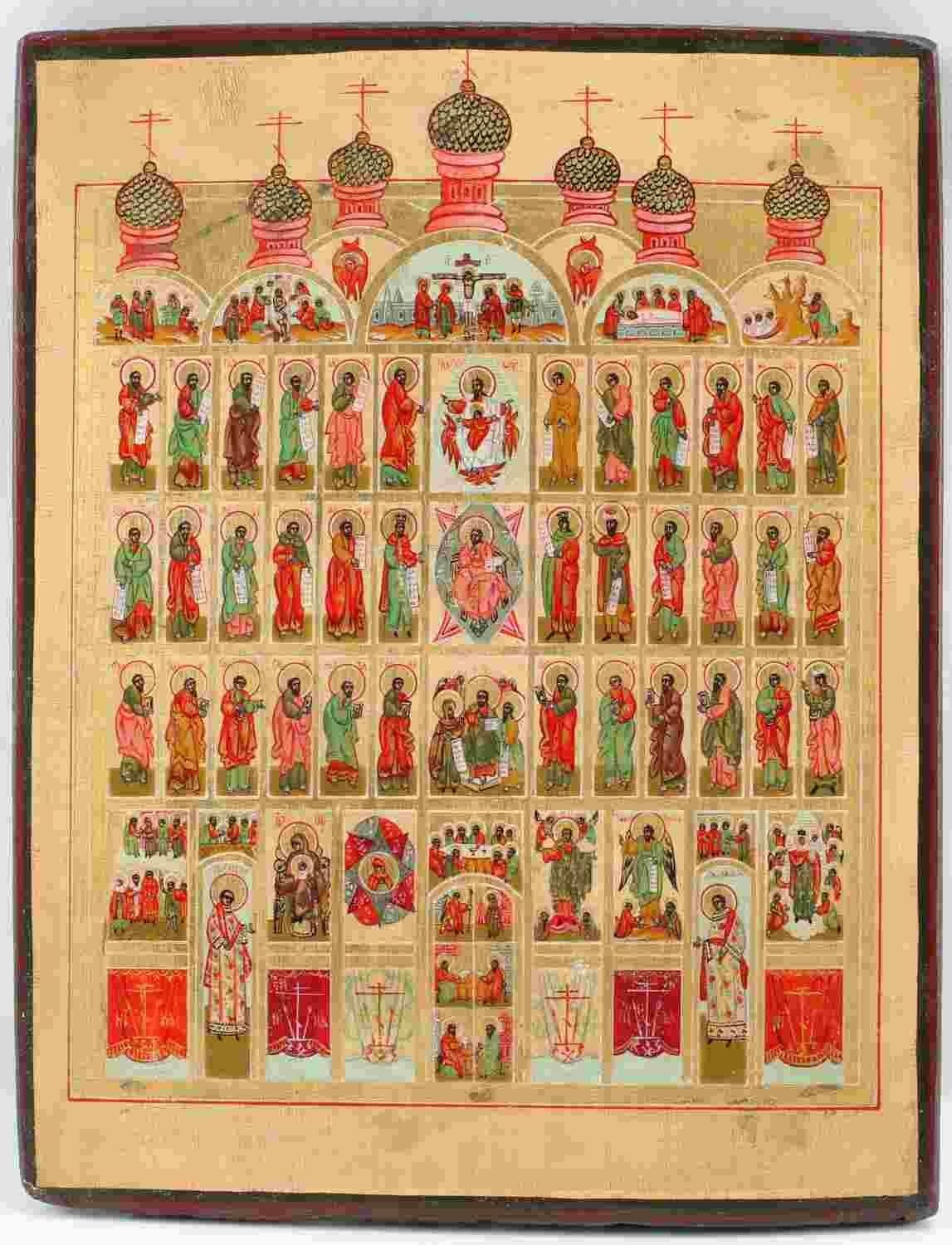 Russian School | A small wooden portable Eastern Orthodox iconostasis ...