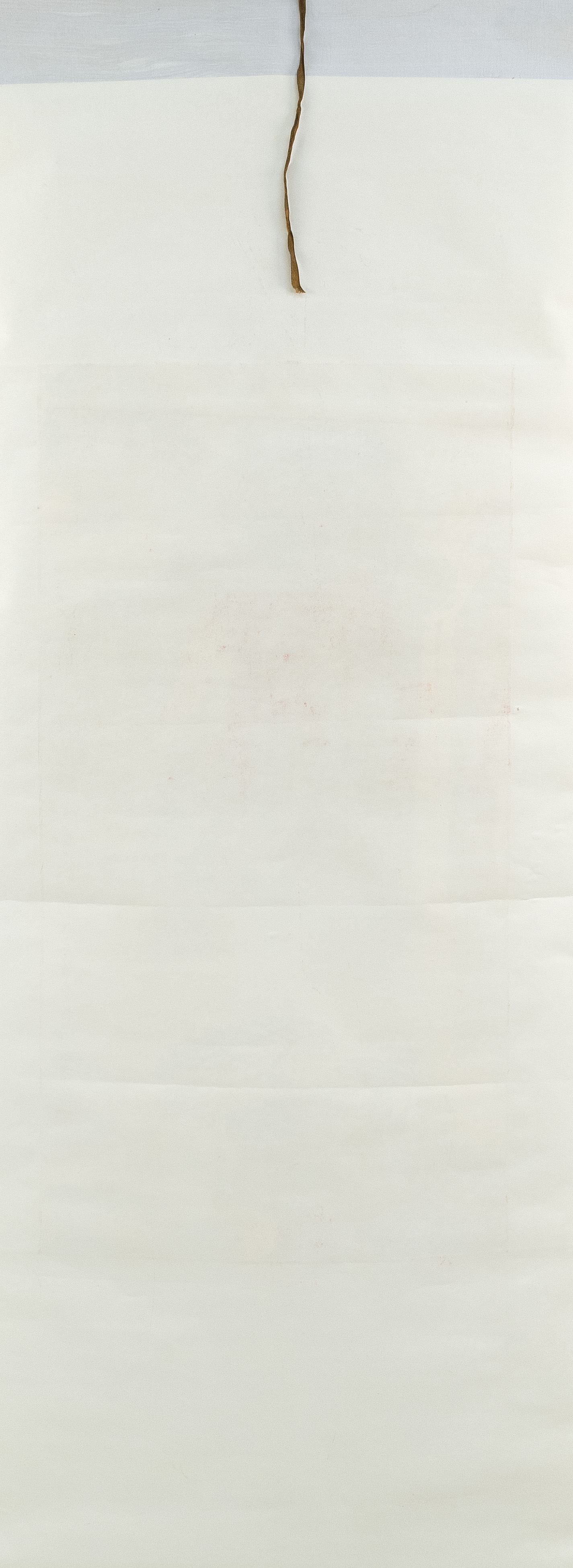 Artwork by Chen Hsuyen, Depicting a red mountain and waterfall, Made of PAINTING ON PAPER