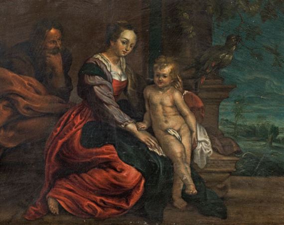 Pieter Van Avont | The Holy family with a parrot | MutualArt