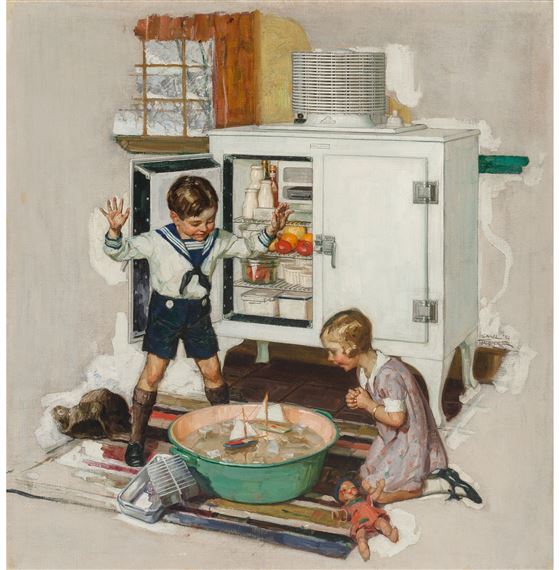 Among the Ice Cubes, General Electric refrigerator advertisement by Saul Tepper, 1931