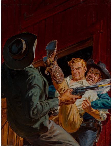 Sleeper Turns Horsethief, Max Brand's Western magazine cover, September 1951