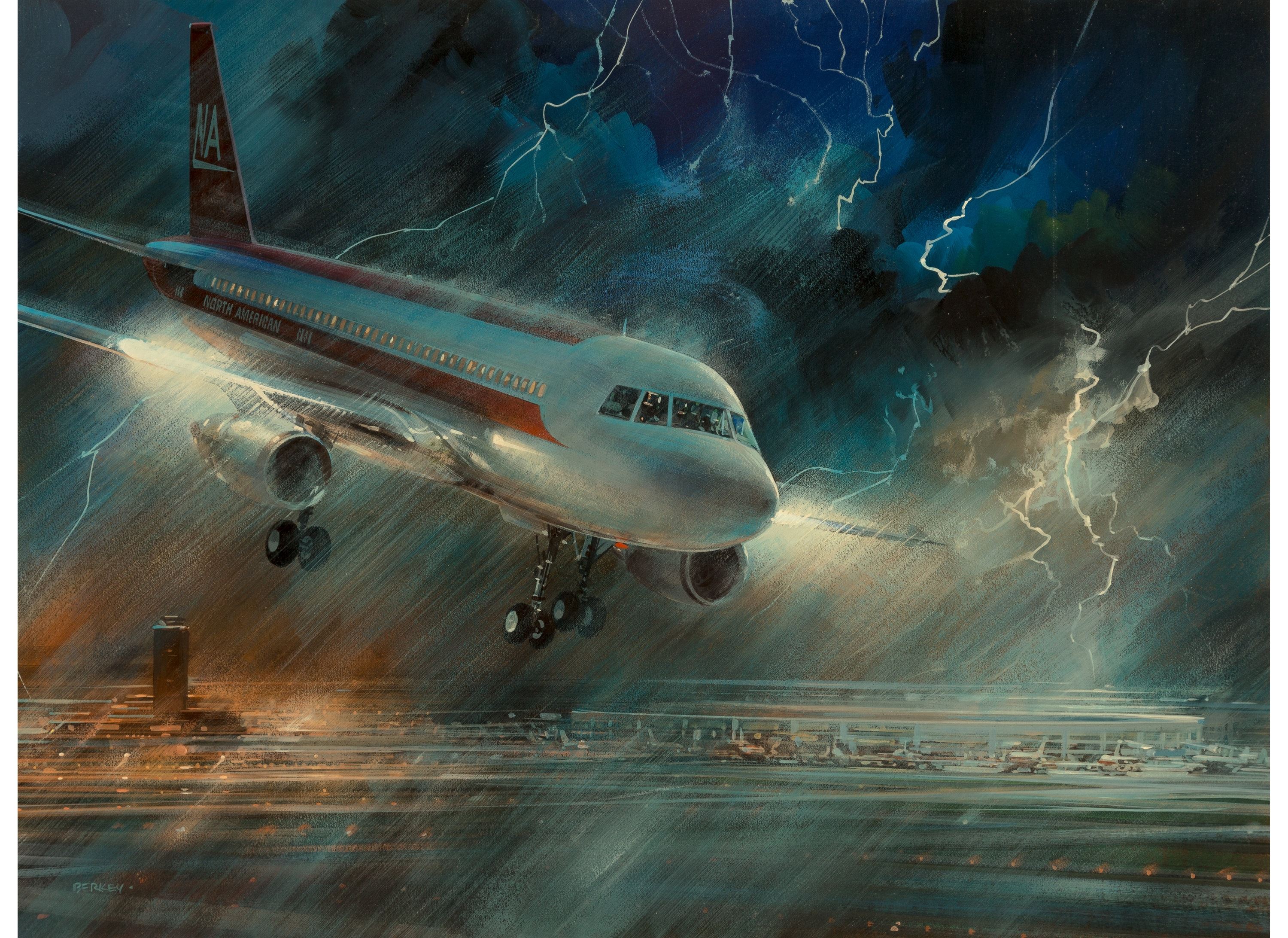 Artwork by John Conrad Berkey, The Final Approach, Reader's Digest interior illustration, 1991, Made of Acrylic and casein on board