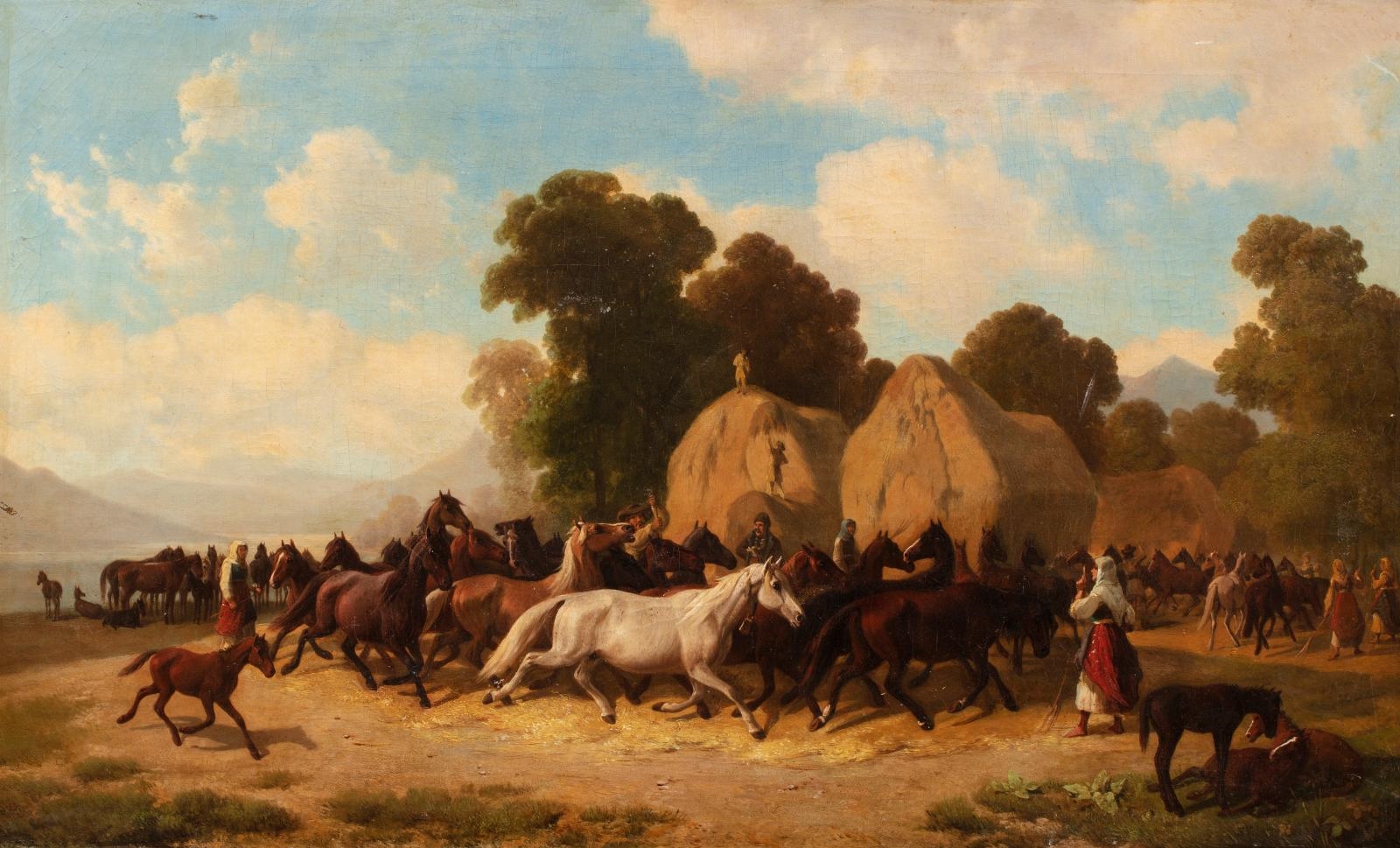 Veyrassat after Rosa Bonheur, Les Marché aux Chevaux de Paris, Etching