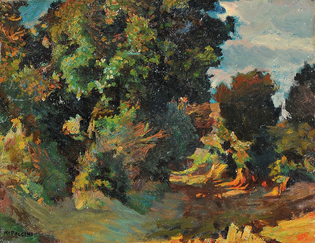 Artwork by Mario Puccini, BOSCO, Made of Oil on cardboard