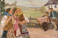 Frühlingsstimmung im Dorf Spring mood in a village by Nikolai Nikolaevich Baskakov, 1947