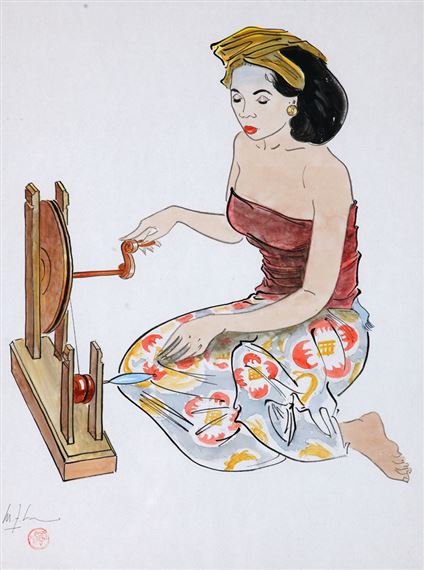 Wanita Memintal Benang III by Lee Man Fong