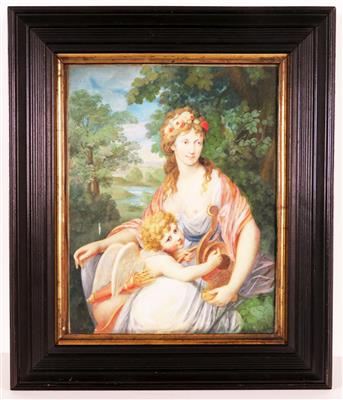 Venus mit Lyra und Amor in Sommerlandschaft by German School, 18th Century