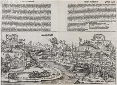 Ansicht der Stadt Salzburg, Blatt aus der "Schedel'schen Weltchronik" by Michael Wolgemut, 1493