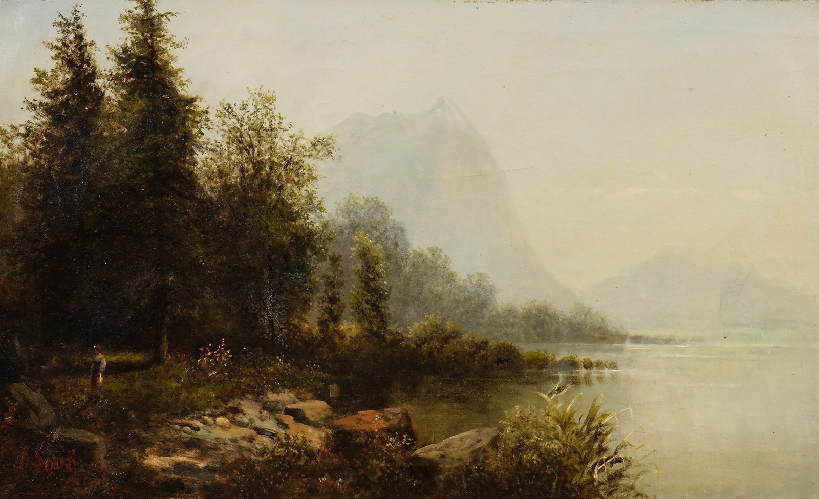 Artwork by Albert Lang, Paysage lacustre, Made of Oil on canvas