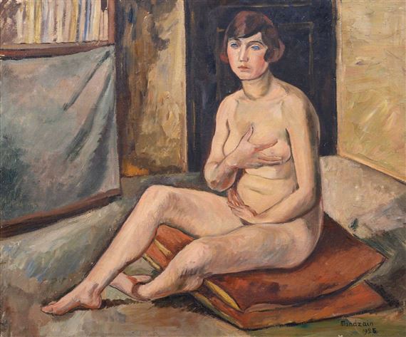 Le modèle assis sur le sofa by Simon Mondzain, 1925