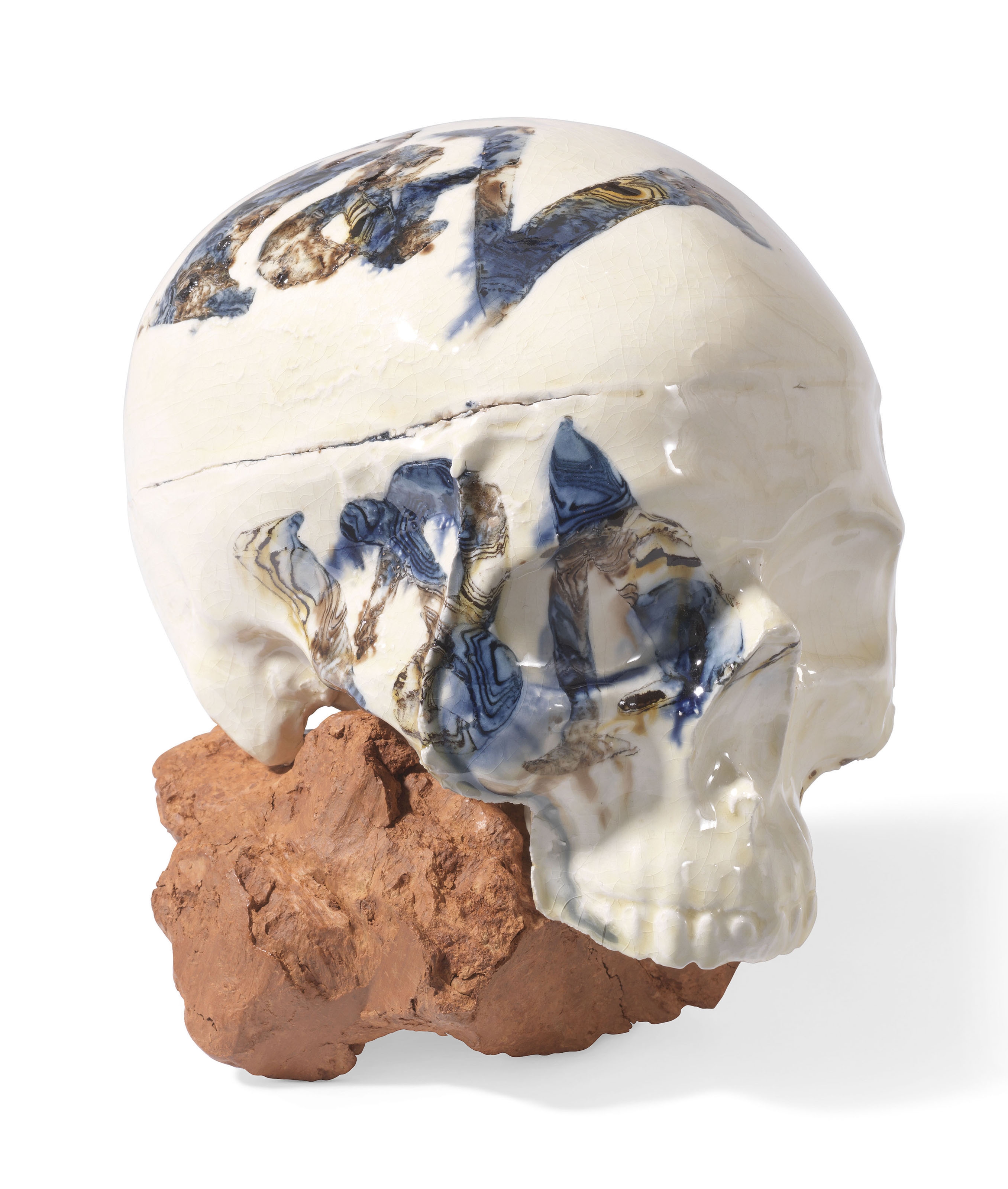 Artwork by Michelle Erickson, Creamware Skull, Made of clay