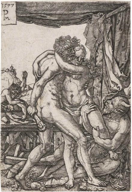 Artwork by Peter Maes, HERCULES PREVENTS THE RAPE OF HIPPODAMEIA, Made of Engraving