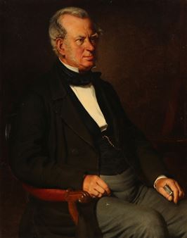 Portrait of JJohan Friderich Ørgaard Güllich (1839-?) sitting in the artist's studio - Svend Ludvig Valdemar Gyllich