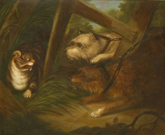 Two Terriers Scaring a Cat by Edward Armfield