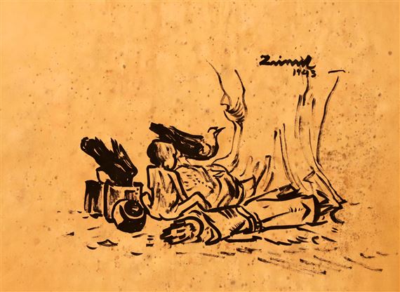 Untitled (Famine Series) by Zainul Abedin, 1943