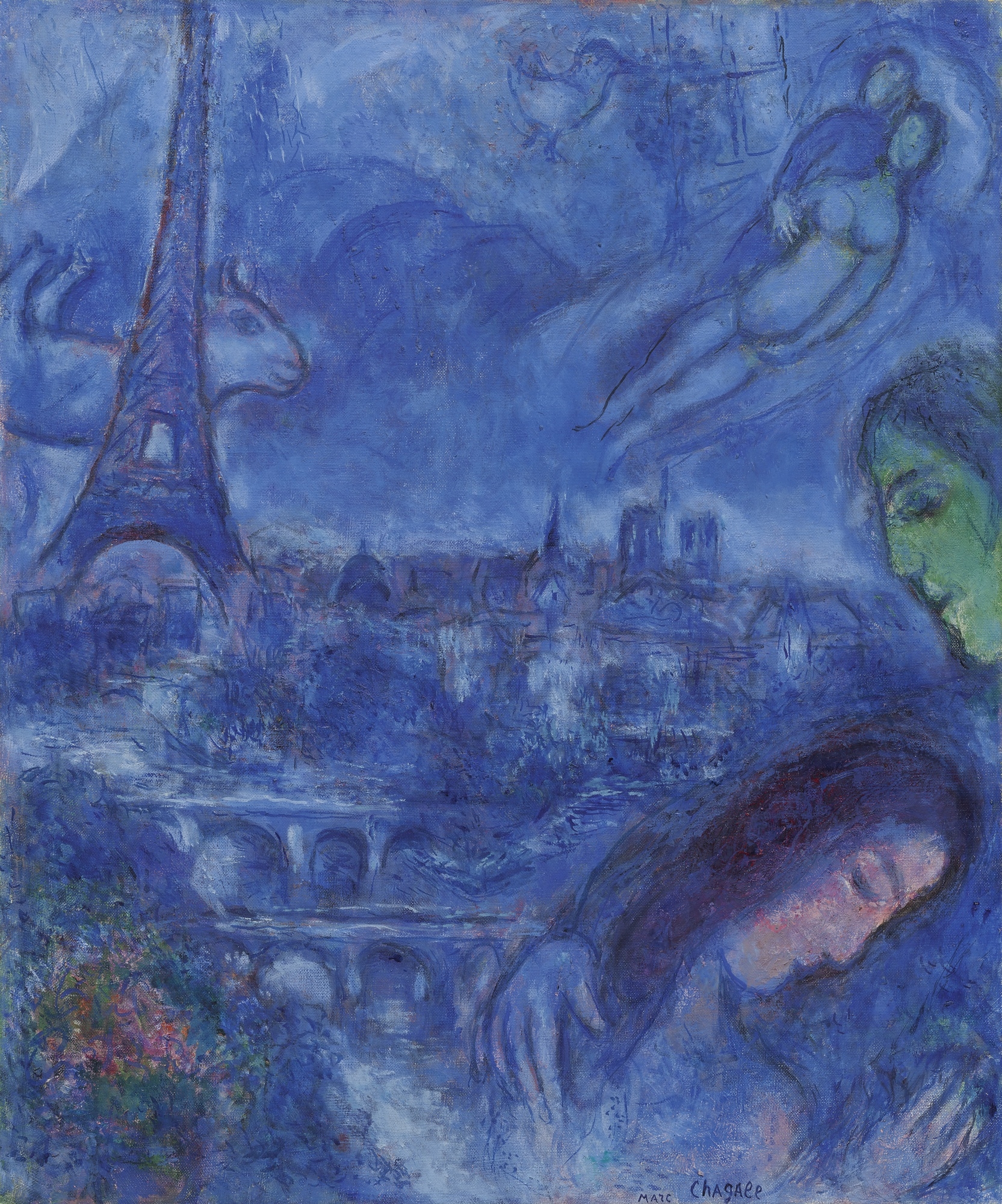 Paysage de Paris en bleu by Marc Chagall, 1967