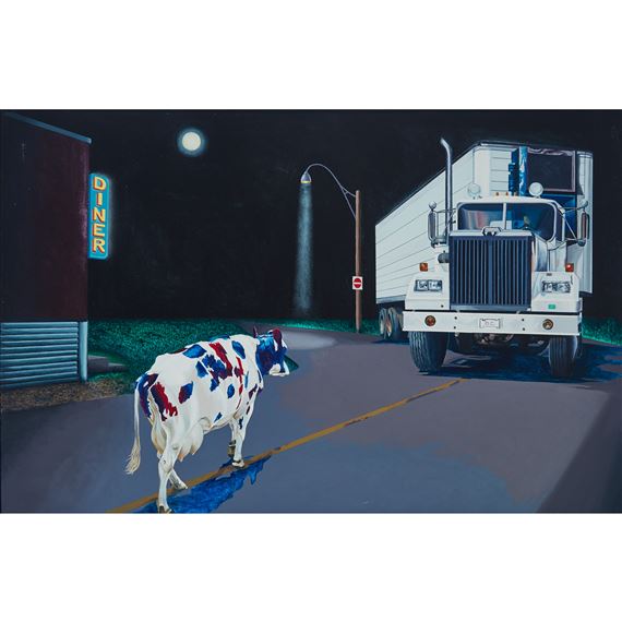 COW AND TRUCK by Frances Ferdinands-Forbes, 1986