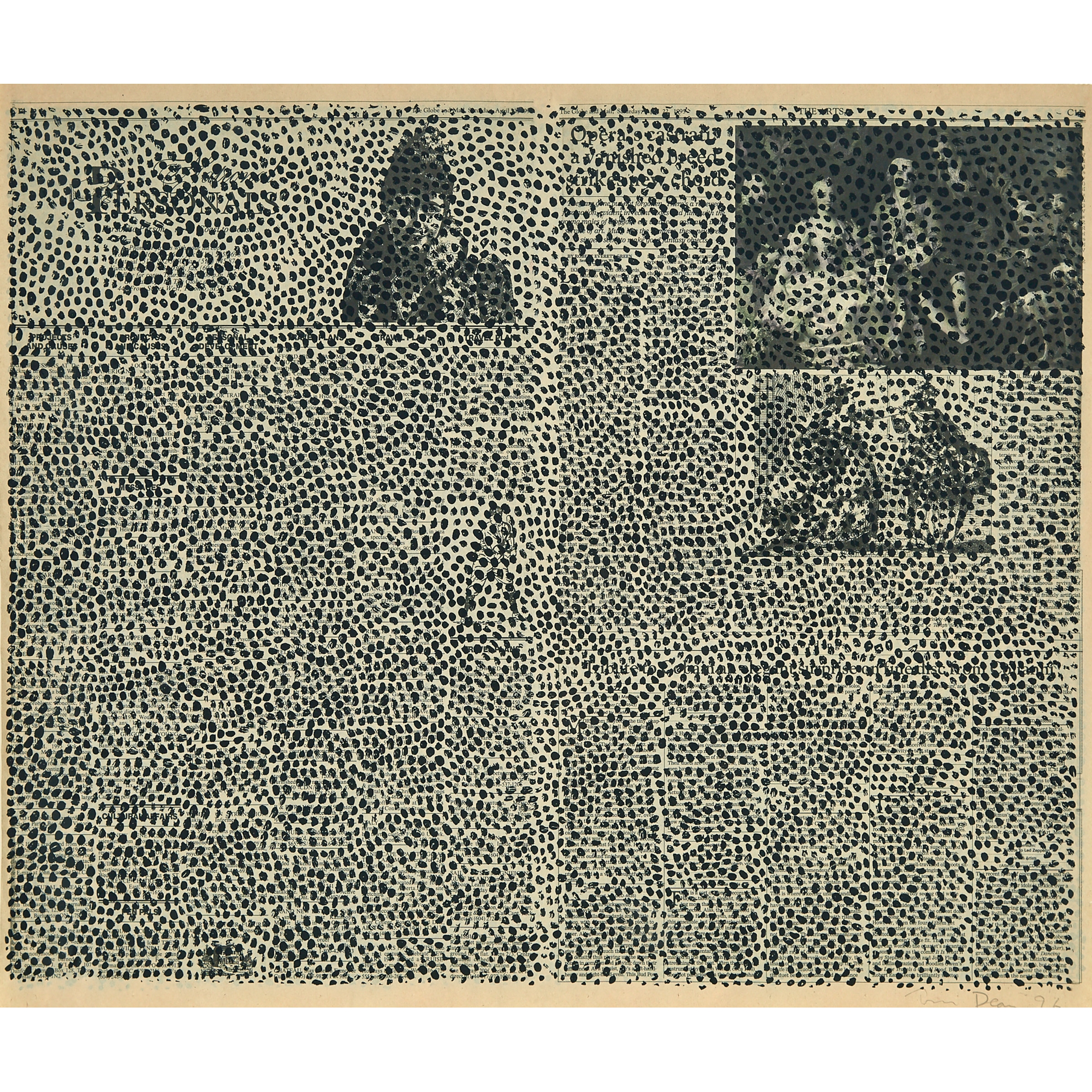 Artwork by Tom Dean, UNTITLED, Made of ink on newsprint