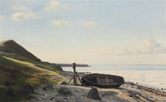 A boat pulled ashore by Harald Frederik Foss, 1882