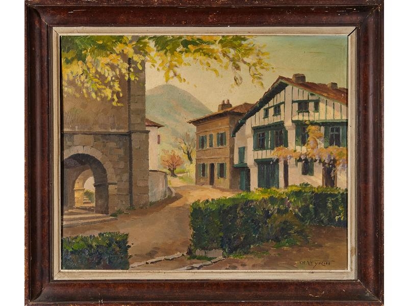 Artwork by Philippe Veyrin, Ascain, derrière l'église, Made of Oil on panel