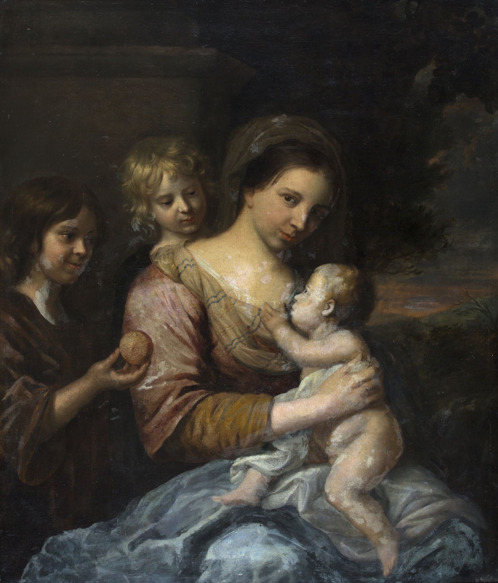 Tableau Encadré Reproduction Murillo – Enfants, Style Figuratif, Doré