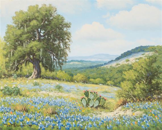 Bluebonnets and Oaks by Carl Thomas Hoppe
