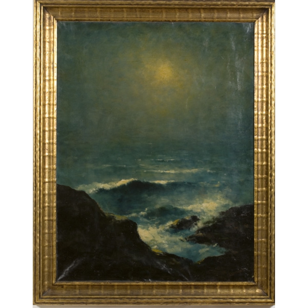 Artwork by Karl Emil Termohlen, Tonalist Nocturnal Seascape, Made of Oil on canvas