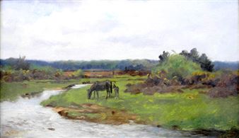 Weidende Pferde - Arthur Batt