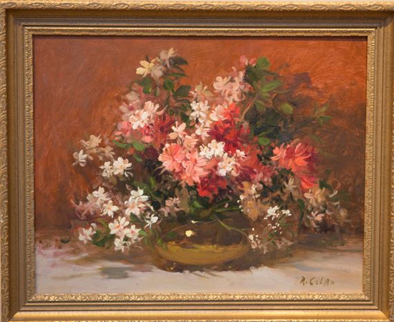 Rudolph Colao | Pink Flowers in Brass Pot | MutualArt