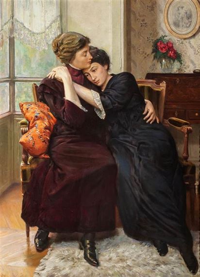 Artwork by Clovis FranÃ§ois-Auguste Didier, A Consoling Mother, Made of Oil on canvas