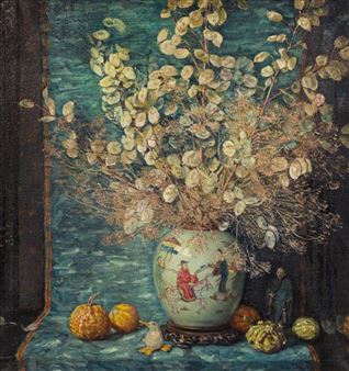 Still Life with Gourds and Famille Rose Jar - Anna Lee Stacey