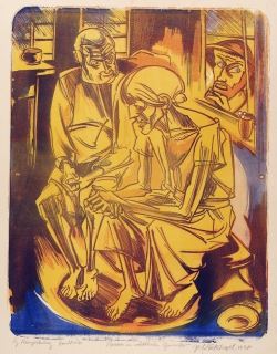 Bauern im nächtlichen Gewitter by Peter August Böckstiegel, 1920