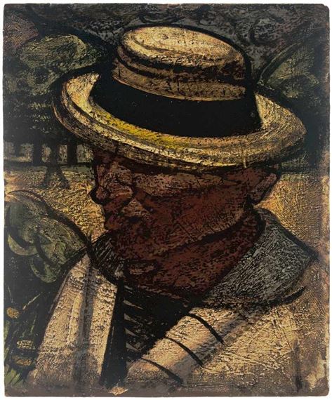 Frau mit gelbem Strohhut