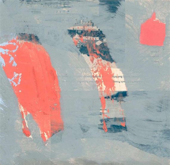 o.T. (Komposition Rot-Grau-Hellblau)