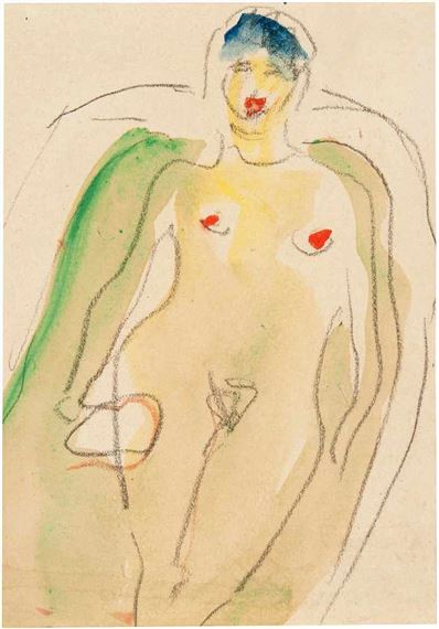 Kleiner weiblicher Akt, badend by Ernst Ludwig Kirchner, Circa 1910