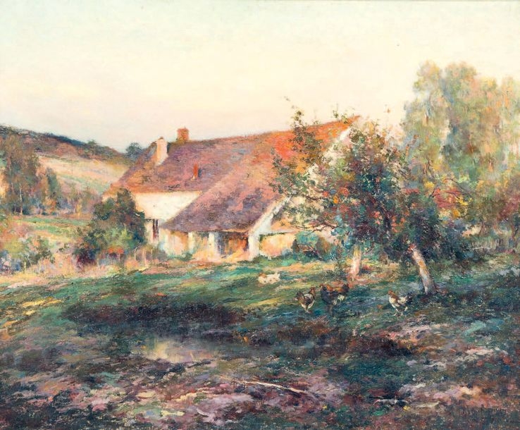Artwork by Michel Korochansky, Ferme à l'automne, Made of Oil on canvas