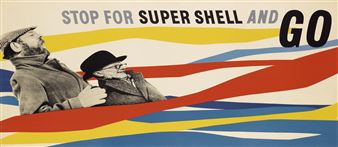 STOP FOR SUPER SHELL AND GO. Circa 1950. - Hans Schleger