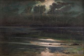 Marine scene at night - Tadeusz Korpal