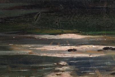 Artwork by Tadeusz Korpal, Marine scene at night, Made of oil/paperboard