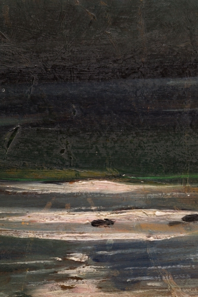 Artwork by Tadeusz Korpal, Marine scene at night, Made of oil/paperboard