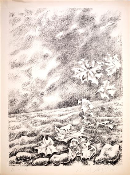 2 Works: Foglie secche; Lo studio dell'artista by Pericle Fazzini