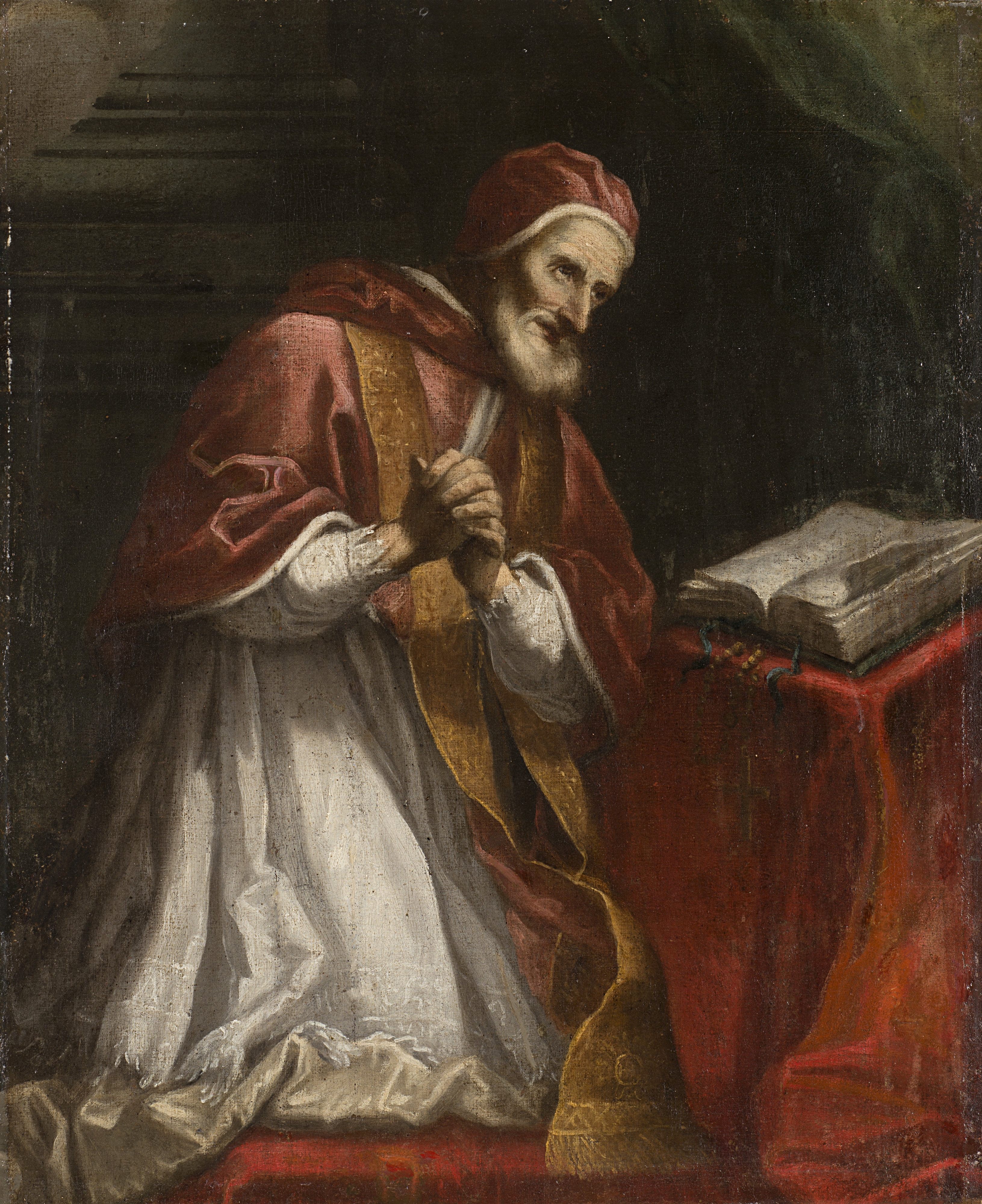 Artwork by Roman School, 17th Century, Portrait of Pope Pius V, Made of Oil on canvas