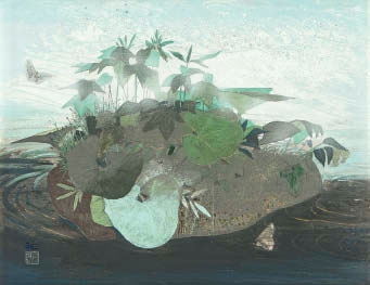 Artwork by Seiji Yoshimura, Spring river, Made of ink and color on paper