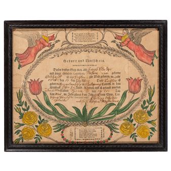 Ohio-Printed Fraktur for Birth in Montgomery County, Ohio - Johann Gala