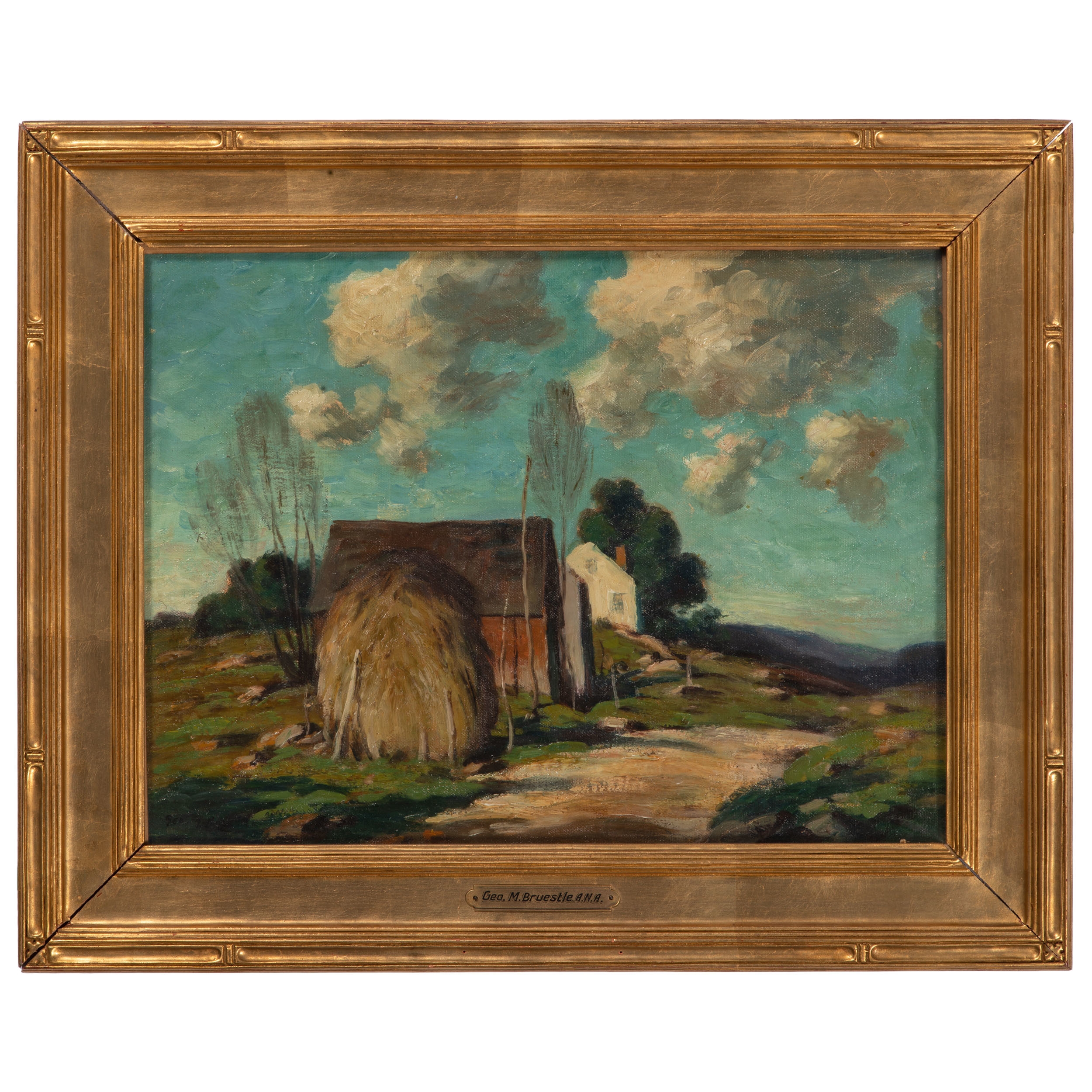 George M. Bruestle | Rural Scene with Hay Rick | MutualArt