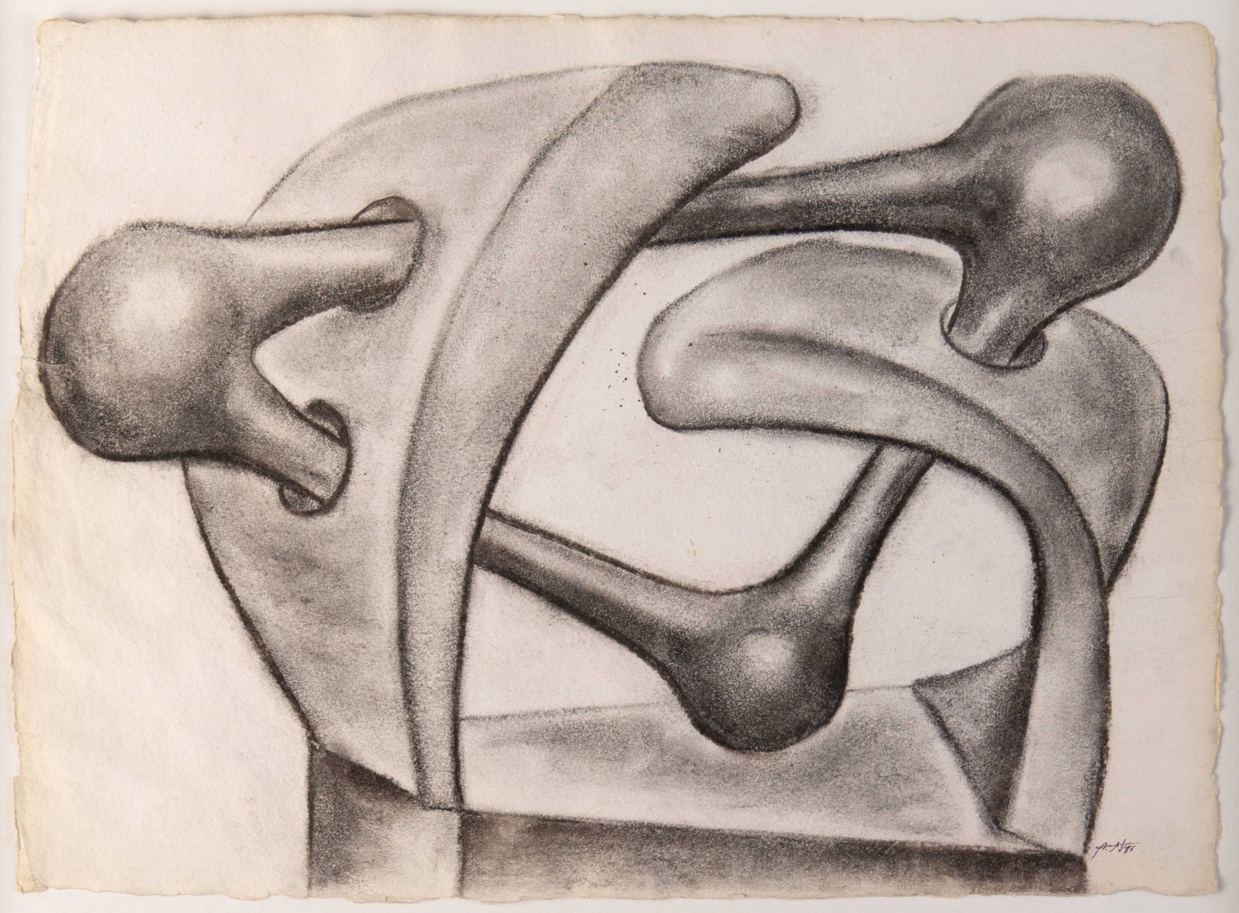 Artwork by Agustin Cárdenas, Composition Abstraite, Made of Charcoal on strong paper